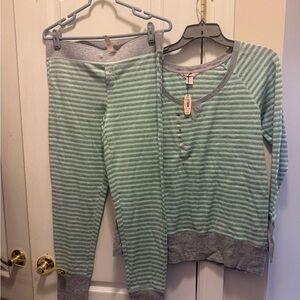 Striped Green and Gray Kids Pajamas